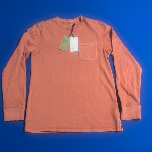 Men's Long Sleeve Dyed Pocket T-Shirt - Goodfellow & Co Rose Red Size Small - Picture 2 of 5